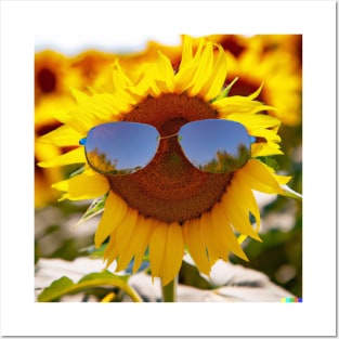 Sunflower Wearing Sunglasses Posters and Art